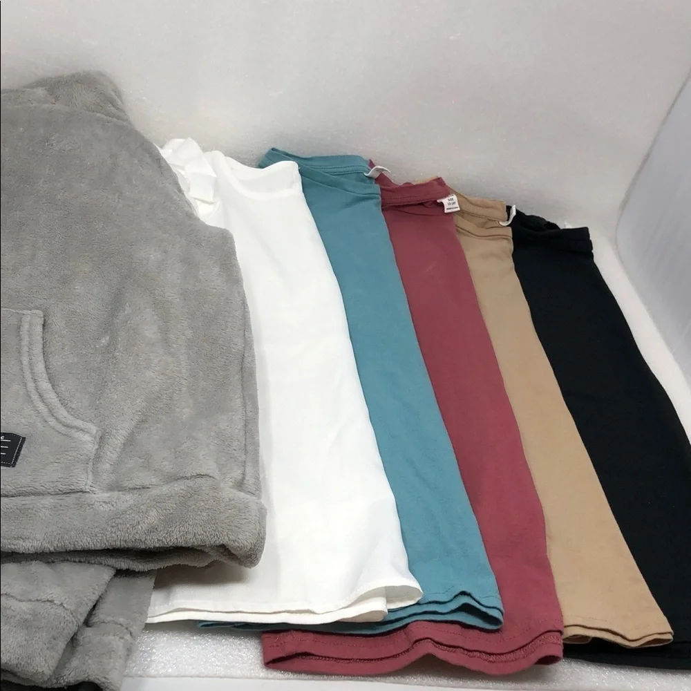 SHEIN Tops 6 Pieces Girls Size 13-14Y Four Short Sleeve Tees 1 Blouse 1 Hoodie